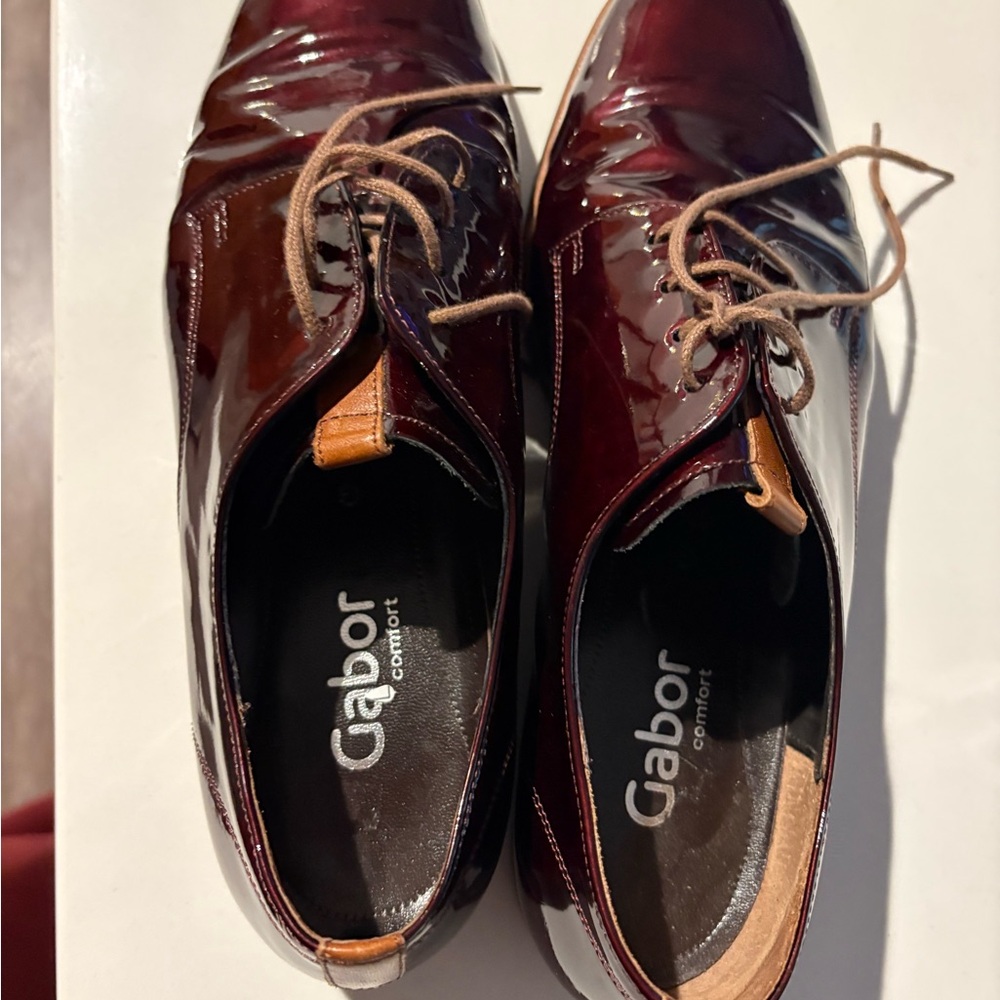 Gabor Kids Glossy Maroon Oxfords 4.5